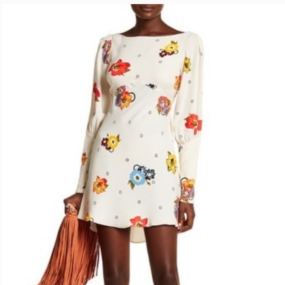 Free People Long Slit Sleeve Floral Dress